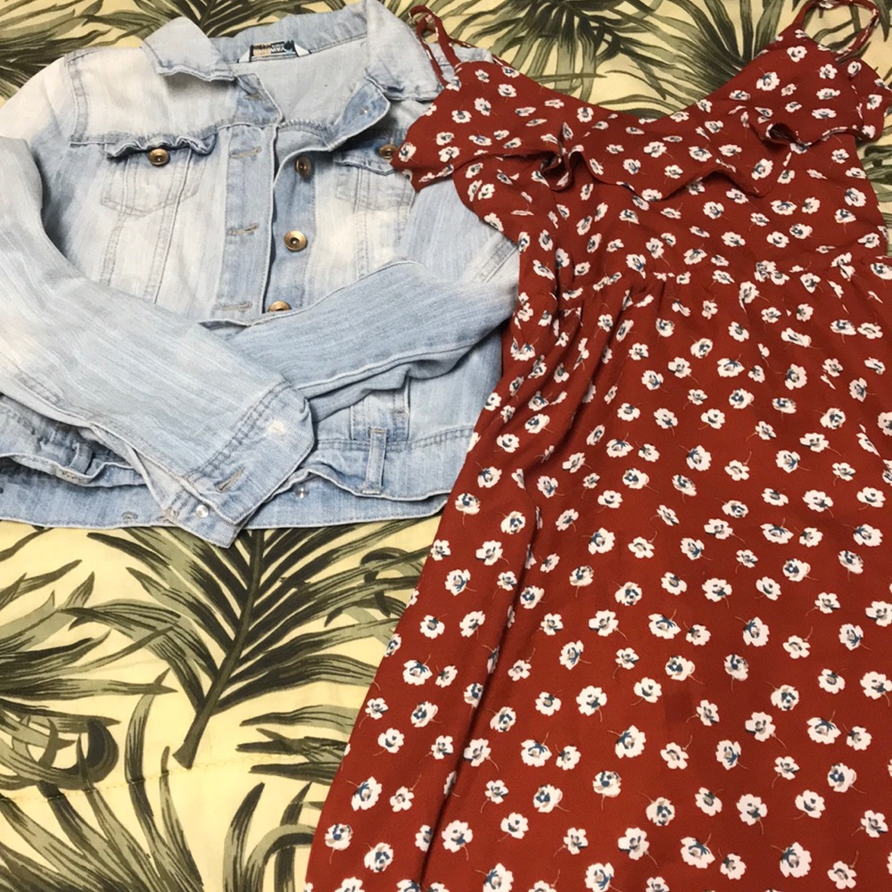 BUNDLE: Fall/winter Dress with Light Denim Jacket